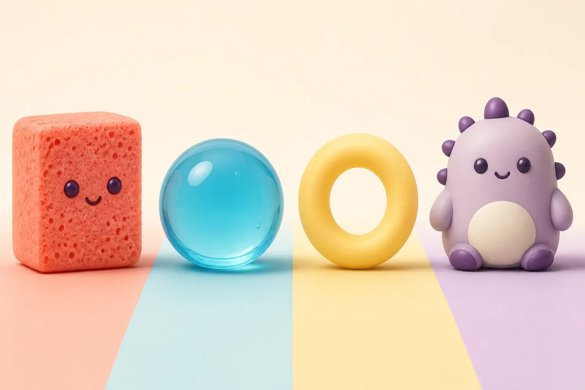 What are squishy toys made of material guide showing foam and filled types
