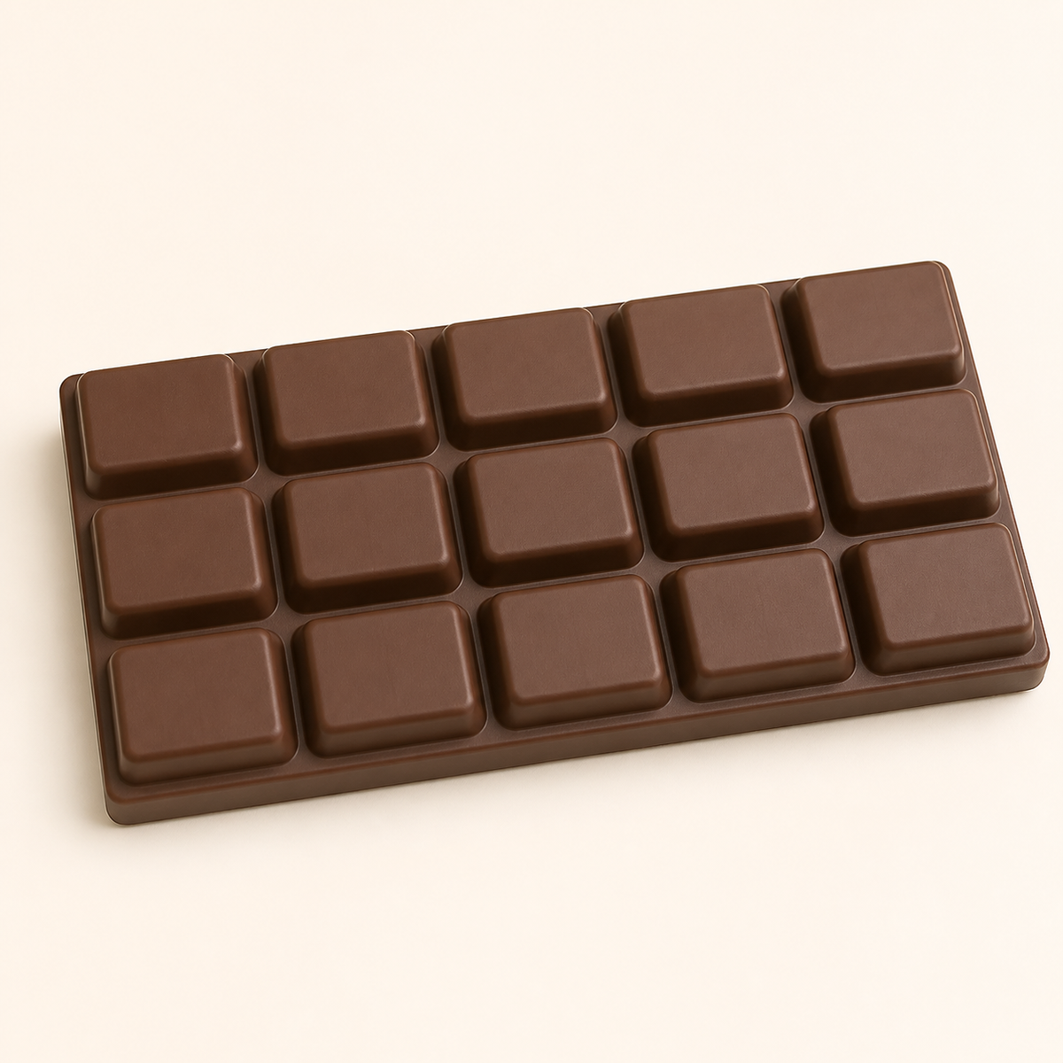 Chocolate Bar Slow-Rise Squishy packshot with fifteen raised segments