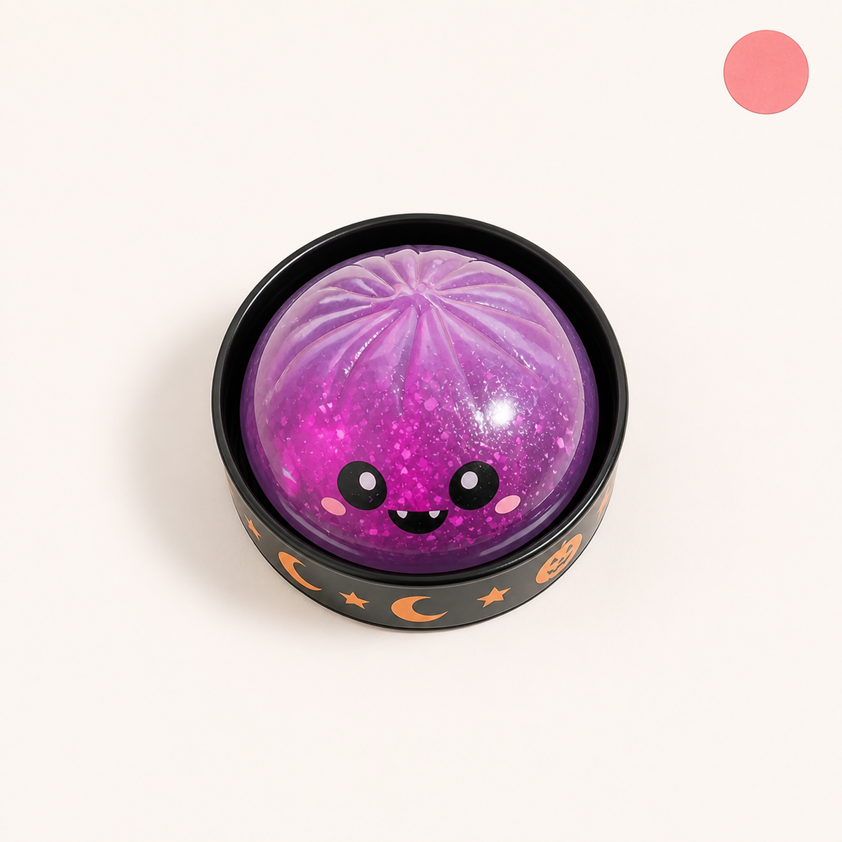 Top view of the Halloween Mystery Dumpling Squishy and decorated case