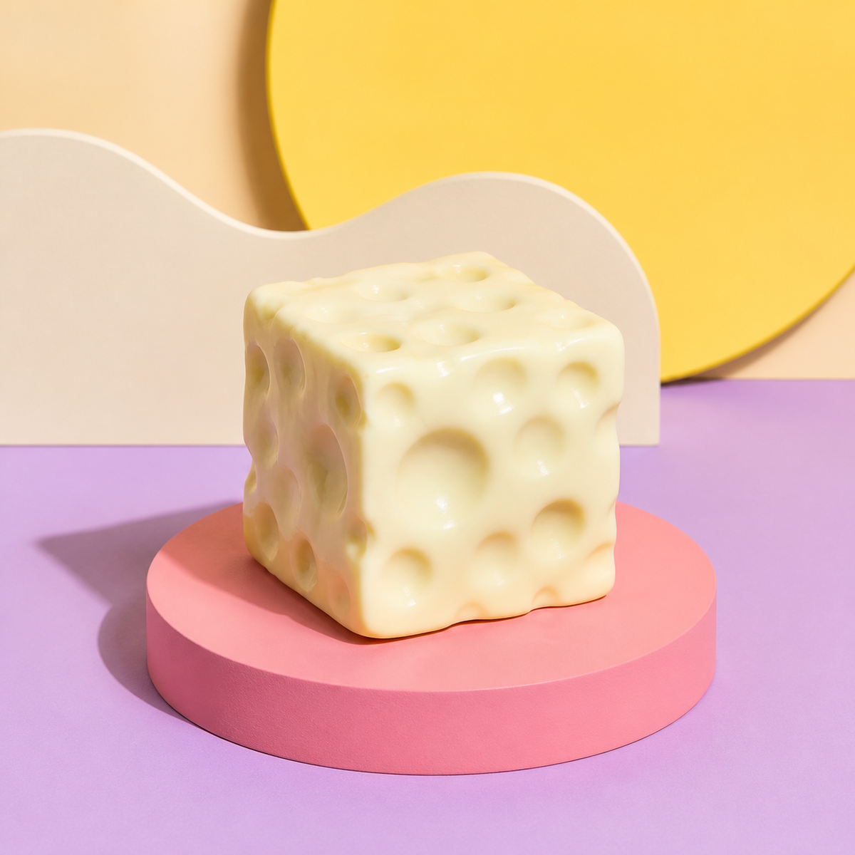 Jumbo Cheese Stretch Squishy on a branded campaign set