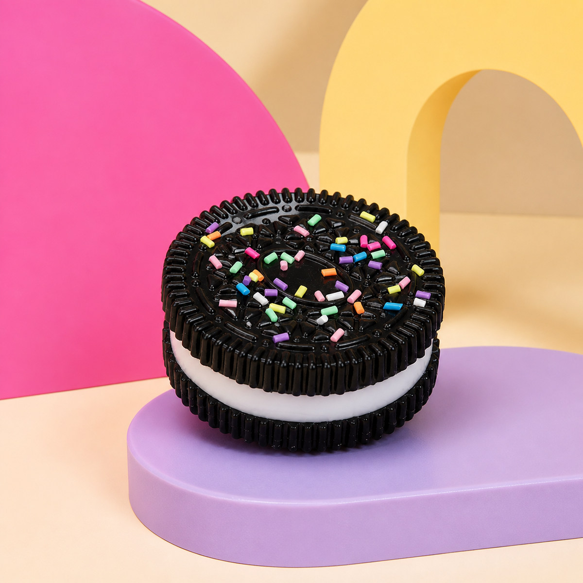 Sprinkle Cookie Stretch Squishy on a branded campaign set