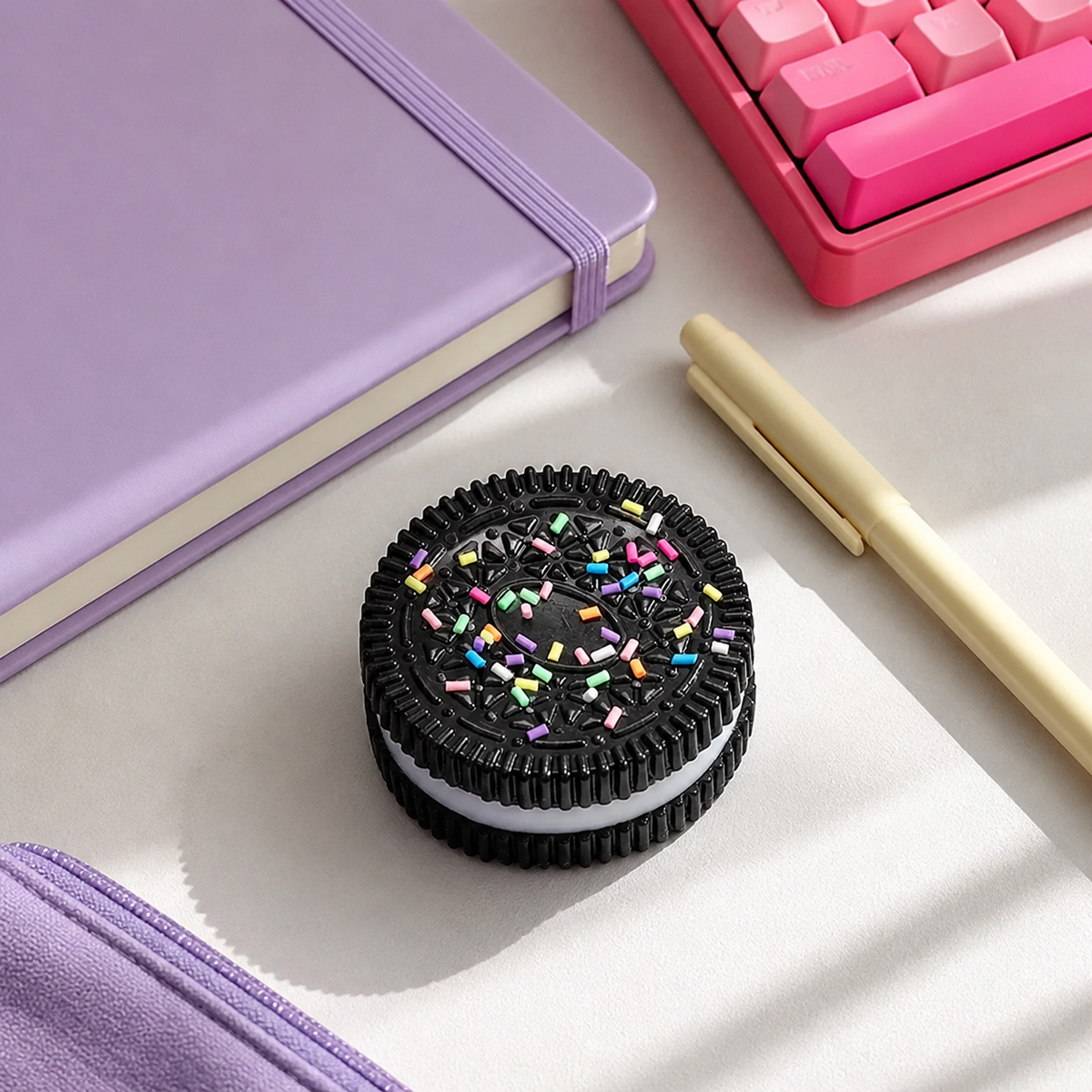 Sprinkle Cookie Stretch Squishy on a creative desk
