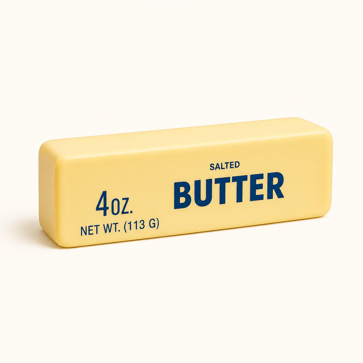 Classic yellow butter stick slow-rise squishy on a cream background