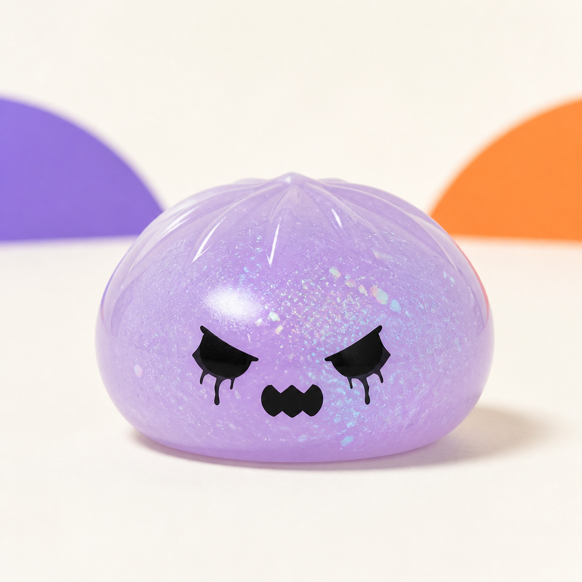 Possible lavender sleepy bat-face Halloween Dumpling Squishy character