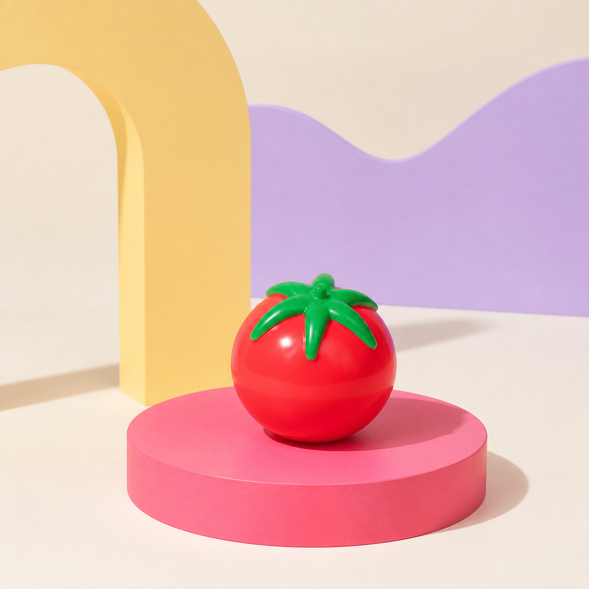 Tomato Splat Squeeze Toy on a branded campaign set