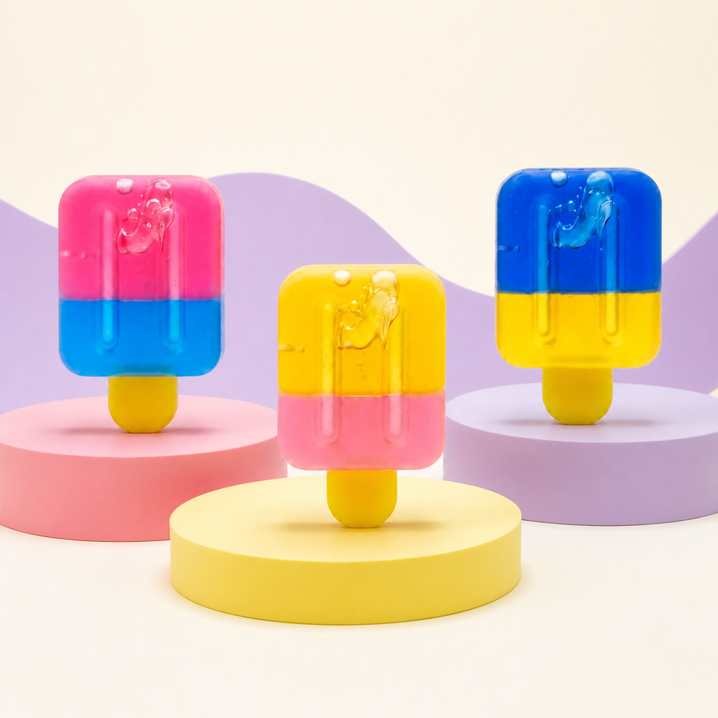 Two-Tone Popsicle Gel Squishy on a branded campaign set